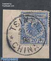 Germany, Colonies 1898 German Empire, 20Pf Ultramarine, Used In Tsintau (Kiautschou) On Piece Of Letter, Used - Otros & Sin Clasificación