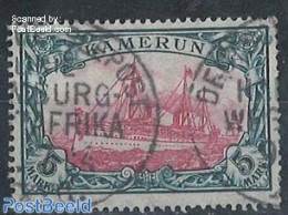 Germany, Colonies 1913 Kamerun, 5M, Used Deutsche Seepost Hamburg-Westafrika, With Attest Richter, Used, Transport - S.. - Boten