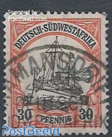 Germany, Colonies 1913 SWA, 30Pf, On Orange-white Paper, Used, Signed Botke, Used, Transport - Ships And Boats - Boten