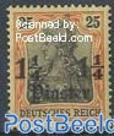 Türkiye 1907 German Post, 1.25Pia On 25Pf, Stamp Out Of Set, Mint NH - Other & Unclassified