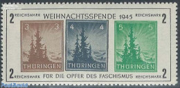 Germany, DDR 1945 Thuringen, Christmas S/s, 4Pfg Moved, With Attest Zierer, Mint NH, Religion - Christmas - Nuevos