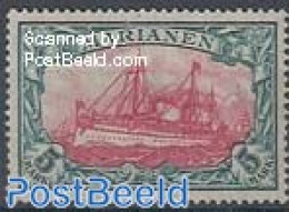 Germany, Colonies 1916 5M, With WM, Perf Holes 25:17, Stamp Out Of Set, Unused (hinged), Transport - Ships And Boats - Boten
