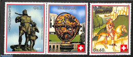 Paraguay 1990 700 Swiss Federation 3v, Mint NH, Post - Art - Sculpture - Poste