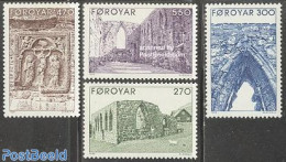 Faroe Islands 1988 Kirkjubor Cathedral 4v, Mint NH, Religion - Churches, Temples, Mosques, Synagogues - Religion - Kerken En Kathedralen
