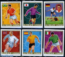 Ajman 1970 World Cup Football 6v Imperforated, Mint NH, Sport - Football - Adschman