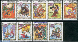 Anguilla 1983 Christmas, Disney 9v, Mint NH, Religion - Various - Christmas - Toys & Children's Games - Art - Clocks -.. - Noël