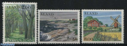 Aland 1985 Country Views 3v, Mint NH, Nature - Various - Birds - Trees & Forests - Lighthouses & Safety At Sea - Mills.. - Rotary, Lions Club