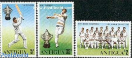 Antigua & Barbuda 1975 Cricket World Cup 3v, Mint NH, Sport - Cricket - Sport (other And Mixed) - Cricket