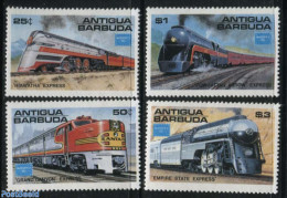 Antigua & Barbuda 1986 Ameripex 86 4v, Mint NH, Transport - Railways - Trains