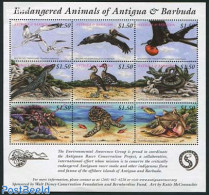 Antigua & Barbuda 2002 Endangered Animals 9v M/s, Mint NH, Nature - Animals (others & Mixed) - Birds - Reptiles - Turt.. - Antigua Y Barbuda (1981-...)
