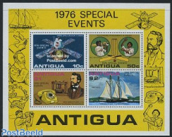 Antigua & Barbuda 1976 Mixed Issue S/s, Mint NH, Science - Sport - Transport - Telecommunication - Telephones - Cricke.. - Telekom