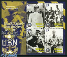 Antigua & Barbuda 2006 J.F. Kennedy Joins The Navy 4v M/s, Mint NH, History - Transport - American Presidents - Ships .. - Boten