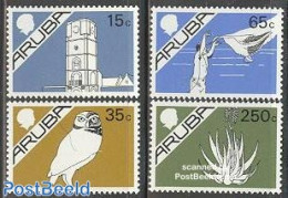 Aruba 1986 Definitives 4v, Mint NH, Nature - Various - Birds - Fishing - Owls - Lighthouses & Safety At Sea - Fische