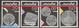 Aruba 1988 Local Coins 4v, Mint NH, Various - Money On Stamps - Monedas