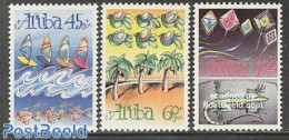 Aruba 1990 Child Welfare 3v, Mint NH, Nature - Sport - Birds - Reptiles - Trees & Forests - Kiting - Rotary, Lions Club