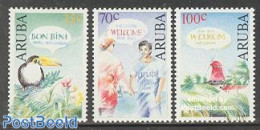 Aruba 1991 Welcome Stamps 3v, Mint NH, Nature - Various - Birds - Mills (Wind & Water) - Molens