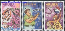 Aruba 1998 Child Welfare 3v, Mint NH, Performance Art - Various - Dance & Ballet - Music - Toys & Children's Games - Tanz