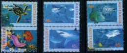 Australia 1995 Underwater World 3x2v [:], Mint NH, Nature - Fish - Reptiles - Turtles - Sharks - Ongebruikt