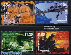 Australia 1997 Rescue Services 4v(2v+[:]), Mint NH, Health - Transport - Various - Health - Automobiles - Fire Fighter.. - Unused Stamps