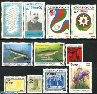 Azerbaijan 2006 Overprints 10v, Mint NH, Nature - Fish - Flowers & Plants - Poissons