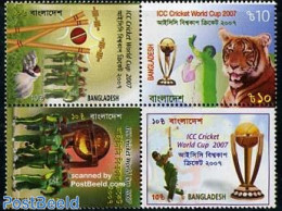 Bangladesh 2007 World Cup Cricket 4v [+], Mint NH, Nature - Sport - Animals (others & Mixed) - Cat Family - Cricket - .. - Cricket