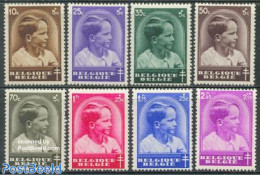 Belgium 1936 Anti Tuberculosis 8v, Mint NH, Health - History - Anti Tuberculosis - Kings & Queens (Royalty) - Nuevos