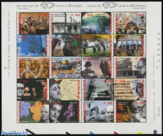 Belgium 2000 20th Century 20v M/s, Mint NH, History - Performance Art - Transport - History - World War II - Music - S.. - Unused Stamps