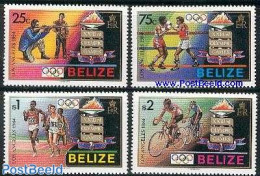 Belize/British Honduras 1984 Olympic Games 4v, Mint NH, Sport - Athletics - Boxing - Cycling - Olympic Games - Shootin.. - Athlétisme