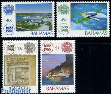 Bahamas 1988 Lloyds 4v, Mint NH, History - Transport - Various - Automobiles - Fire Fighters & Prevention - Ships And .. - Cars