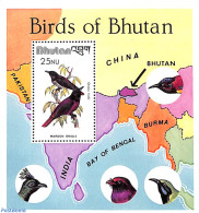 Bhutan 1982 Birds S/s, Mint NH, Nature - Various - Birds - Maps - Geographie