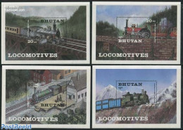 Bhutan 1984 Locomotives 4 S/s, Mint NH, Transport - Railways - Trenes