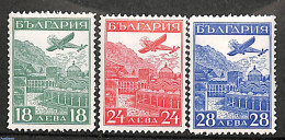 Bulgaria 1932 International Airmail Exposition 3v, Unused (hinged), Religion - Transport - Cloisters & Abbeys - Post -.. - Ongebruikt