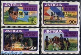 Barbuda 1981 Girl Guides 4v, Mint NH, Nature - Sport - Transport - Cattle - Scouting - Ships And Boats - Boten