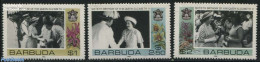 Barbuda 1986 Queens Birthday 3v, Mint NH, History - Nature - Kings & Queens (Royalty) - Flowers & Plants - Koniklijke Families
