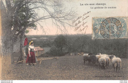 Cpa 1905 LA VIE AUX CHAMPS La Gardeuse De Moutons ▬ Série A Dugas Et Cie - Crías
