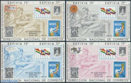 Bolivia 1978 Bolivar Games 4 S/s, Mint NH, Sport - Sport (other And Mixed) - Philately - Stamps On Stamps - Sellos Sobre Sellos