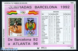 Bolivia 1993 Olympic Games S/s, Mint NH, Sport - Olympic Games - Tennis - Tenis