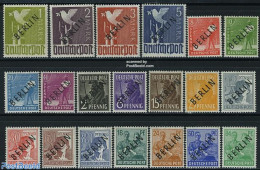 Germany, Berlin 1948 BERLIN Black Overprints 20v, Mint NH, Nature - Various - Birds - Agriculture - Ungebraucht