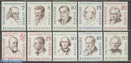 Germany, Berlin 1957 Famous Persons 10v, Mint NH, History - Performance Art - Religion - Science - Various - Nobel Pri.. - Unused Stamps