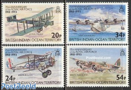 British Indian Ocean 1993 Royal Air Force 75th Anniversary 4v, Mint NH, History - Transport - Militarism - Aircraft & .. - Militaria