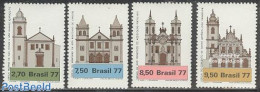 Brazil 1977 Churches 4v, Mint NH, Religion - Churches, Temples, Mosques, Synagogues - Nuevos