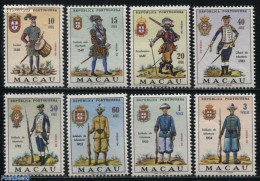 Macao 1966 Military Uniforms 8v, Mint NH, History - Various - Coat Of Arms - Militarism - Uniforms - Neufs