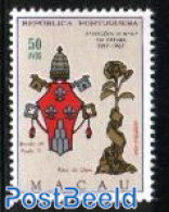 Macao 1967 Fatima 1v, Mint NH, History - Nature - Religion - Coat Of Arms - Roses - Religion - Unused Stamps