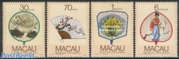 Macao 1987 Fans 4v, Mint NH, Nature - Birds - Art - Art & Antique Objects - Fans - Ongebruikt