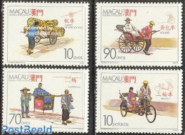 Macao 1987 Tradional Transport 4v, Mint NH, Sport - Various - Cycling - Street Life - Neufs