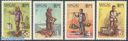 Macao 1989 Typical Jobs 4v, Mint NH, Nature - Transport - Various - Water, Dams & Falls - Ships And Boats - Street Life - Ongebruikt