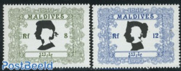 Maldives 1990 150 Years Stamps 2v, Mint NH, Stamps On Stamps - Postzegels Op Postzegels