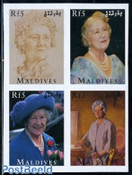 Maldives 1995 Queen Mother 4v Imperforated, Mint NH, History - Kings & Queens (Royalty) - Case Reali