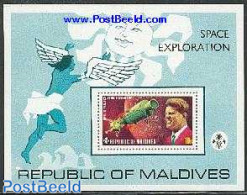 Maldives 1974 Space Explorations S/s, Mint NH, History - Transport - American Presidents - Space Exploration - Maldivas (1965-...)