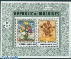 Maldives 1973 Flower Paintings S/s, Mint NH, Nature - Flowers & Plants - Art - Modern Art (1850-present) - Vincent Van.. - Maldiven (1965-...)